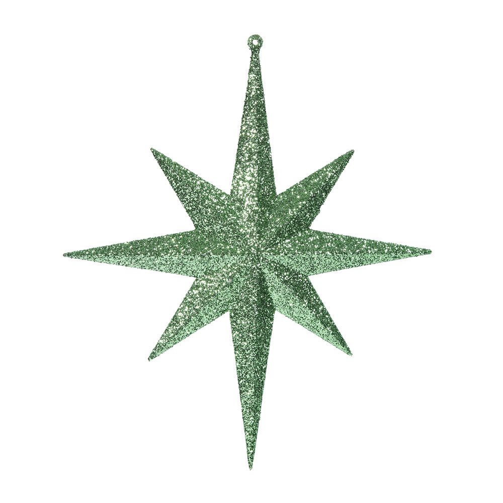 Celadon Glitter Bethlehem Star Ornament - 12 in. - 2 Per Bag