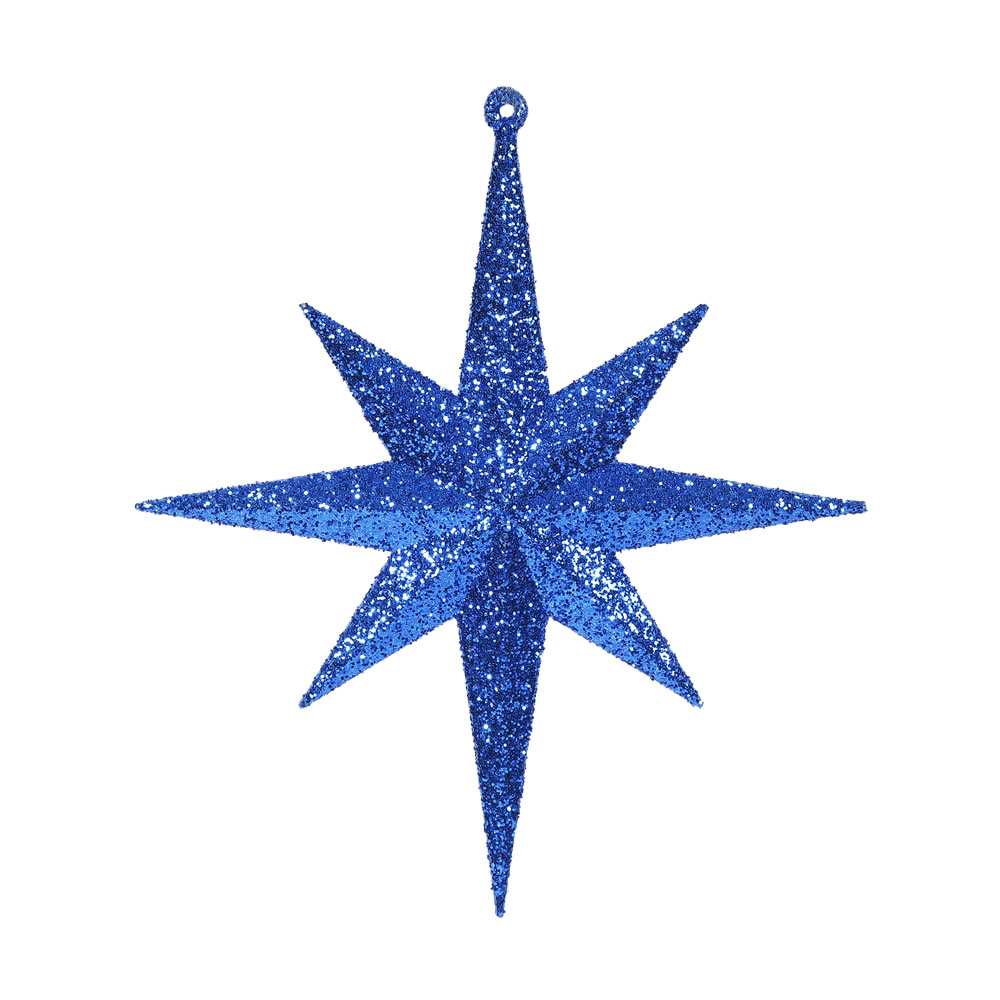 Blue Glitter Bethlehem Star Ornament - 8 in. - 4 Per Box