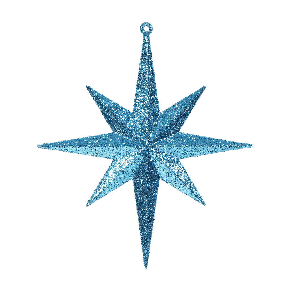 Teal Glitter Bethlehem Star Ornament - 8 in. - 4 Per Box