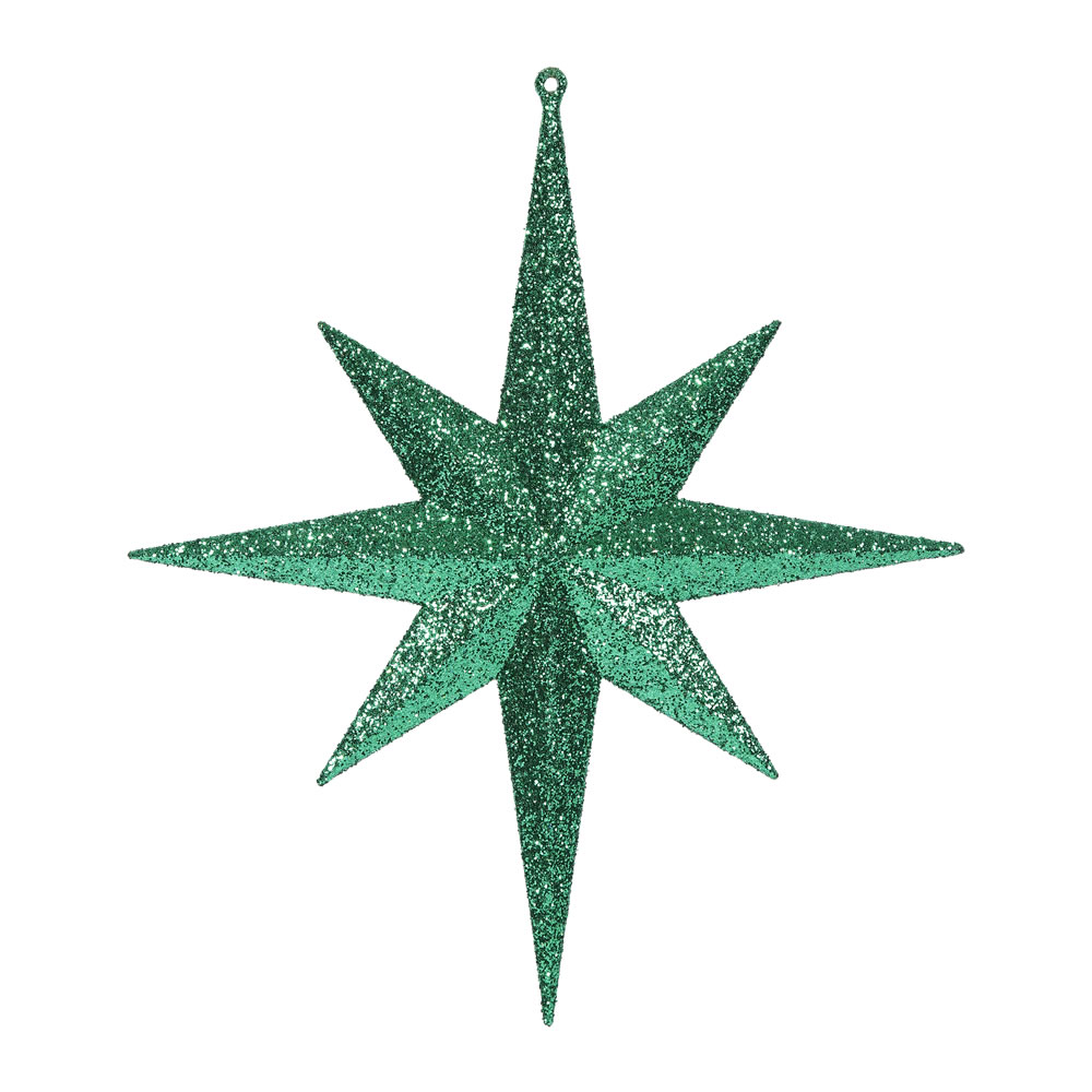 Green Glitter Bethlehem Star Ornament - 12 in. - 2 Per Bag
