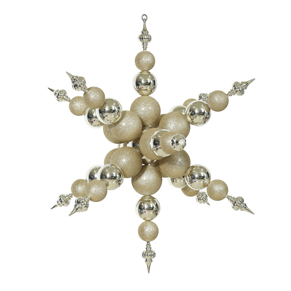Champagne Radical Shiny & Glitter Snowflake Ornament - 39 in.