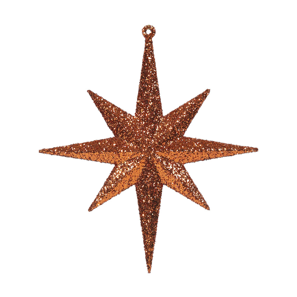 Burnish Orange Glitter Bethlehem Star Ornament, 8 in.