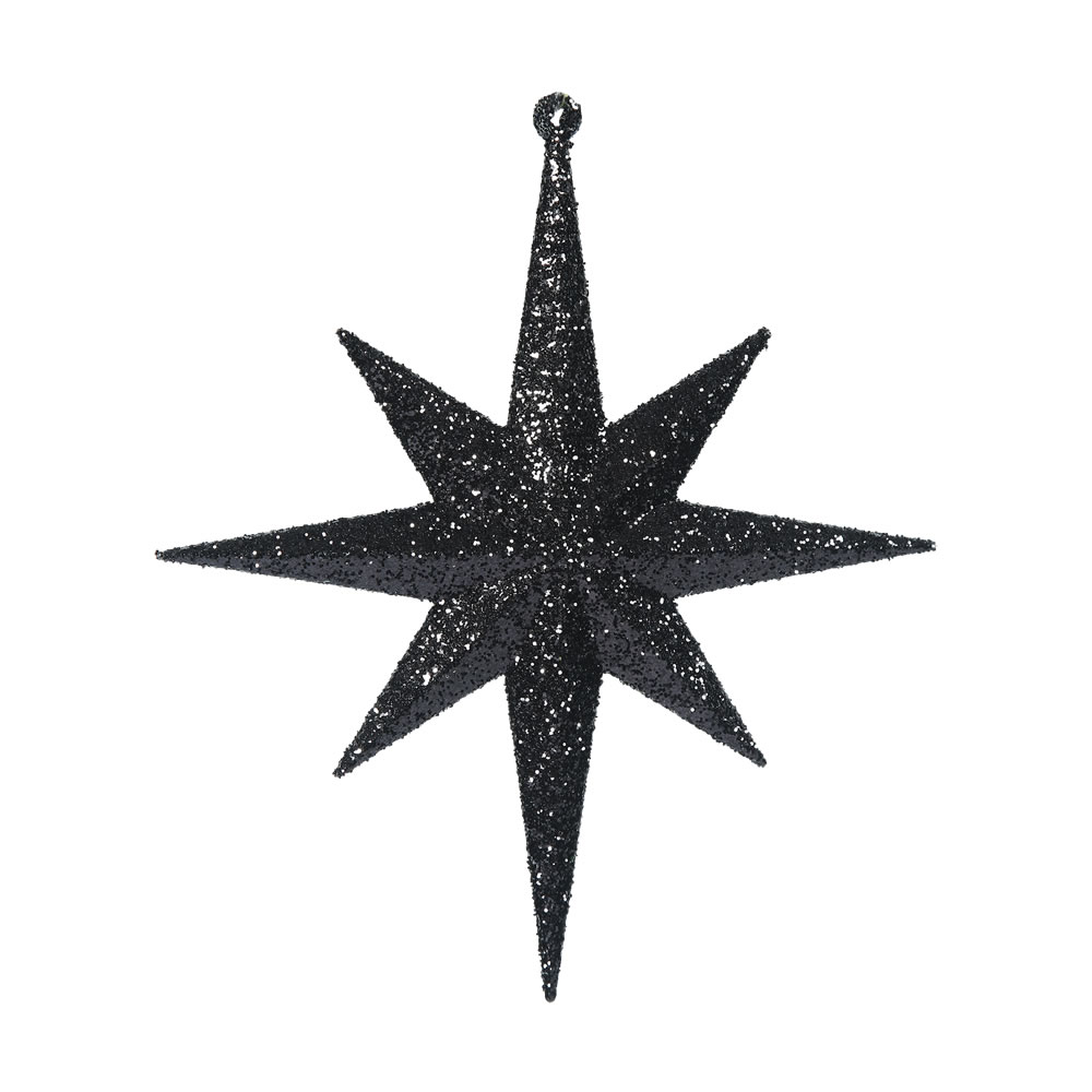 Black Glitter Bethlehem Star Ornament - 8 in. - 4 Per Box