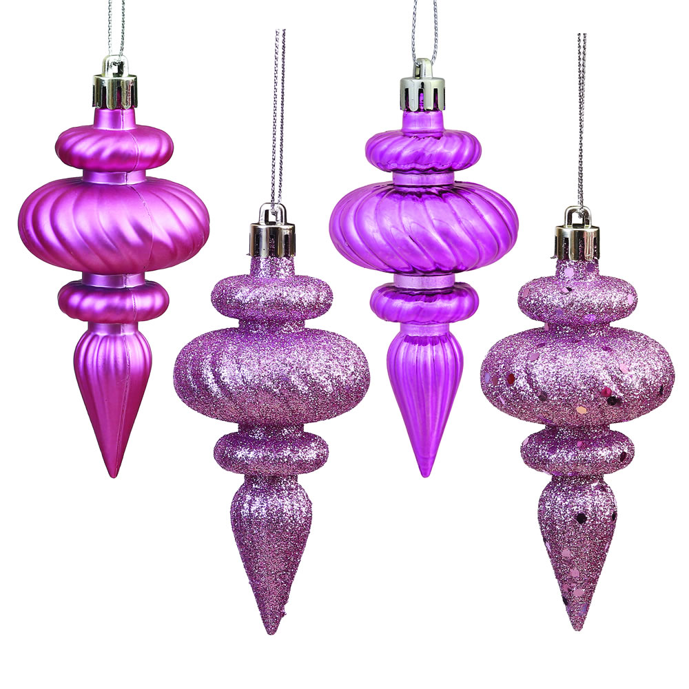 Mauve 4 Finish Assorted Finial Ornament - 4 in. - 8 Per Box