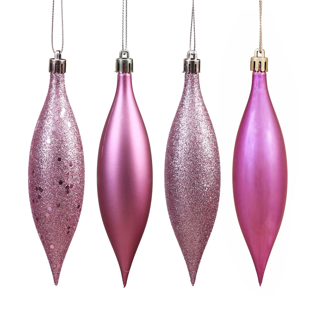 Mauve 4 Finish Assorted Drop Ornament - 5.5 in. - 8 Per Box