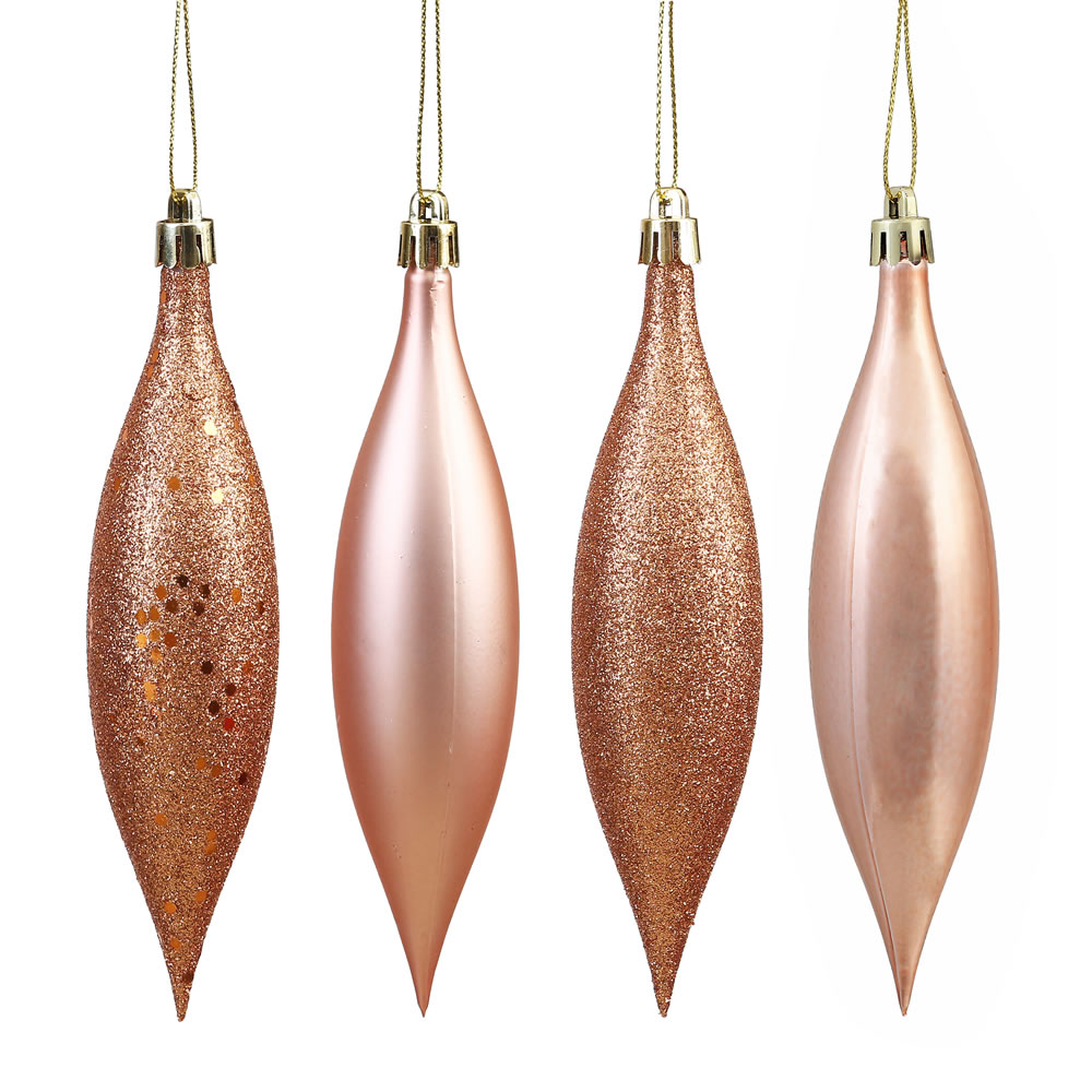 Rose Gold 4 Finish Assorted Drop Ornament - 5.5 in. - 8 Per Box