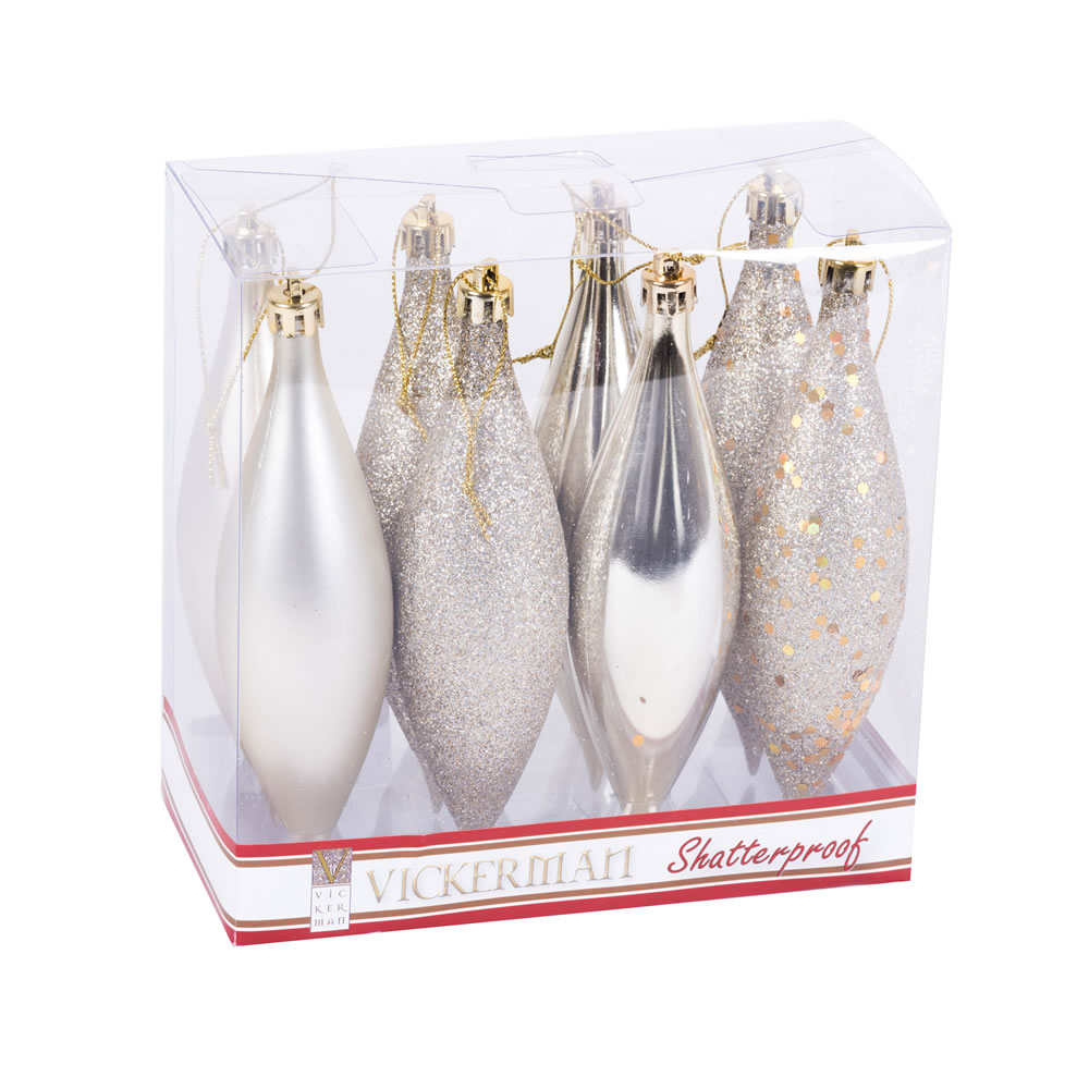 Champagne 4 Finish Assorted Drop Ornament - 5.5 in. - 8 Per Box