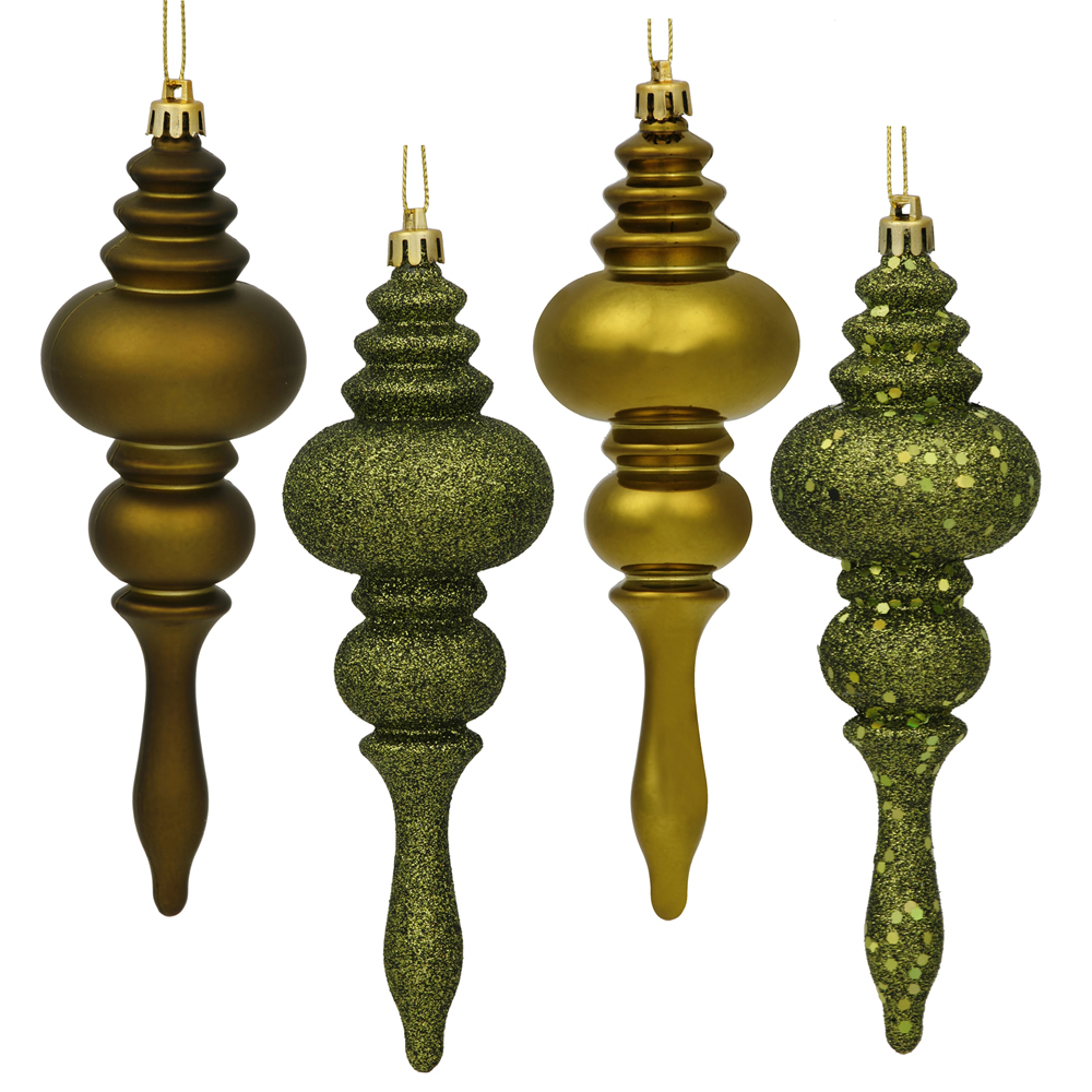 Olive 4 Finish Assorted Finial Ornament - 7 in. - 8 Per Box