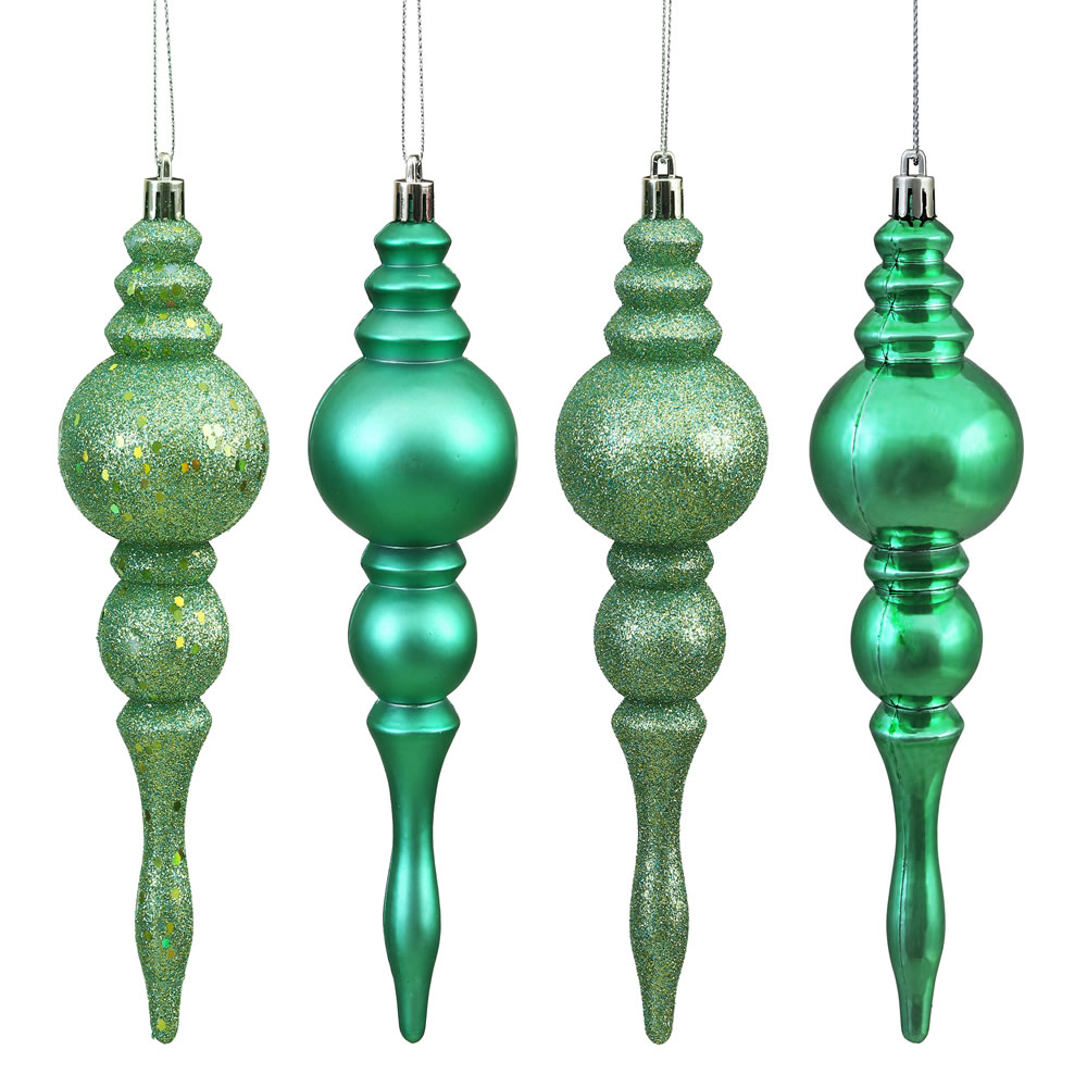 N500244 Sea Foam 4 Finish Assorted Finial Ornament - 7 in. - 8 Per Box