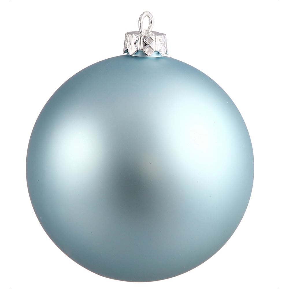 Baby Blue Matte UV Drilled Ball Ornament, 2.75 in. - 12 per Bag
