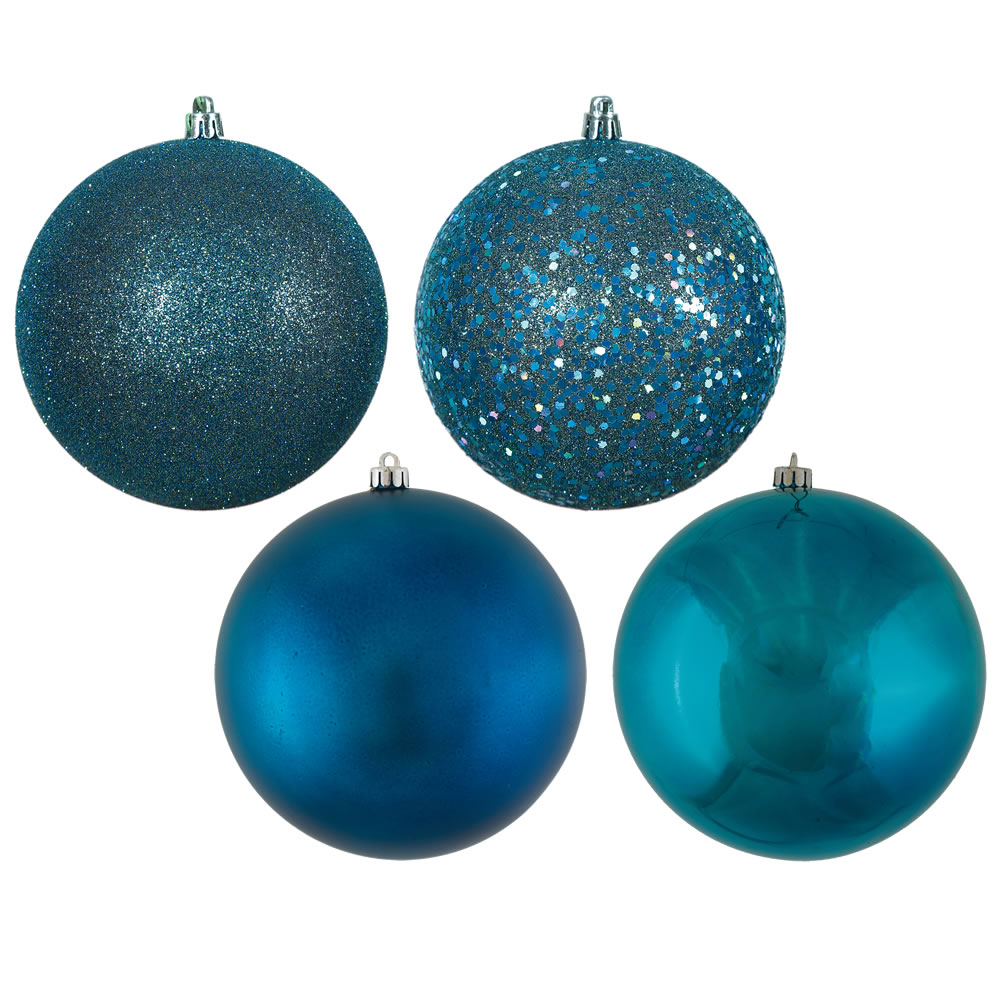 Sea Blue 4 Finish Assorted Ball Ornament, 4 in. - 12 per Box