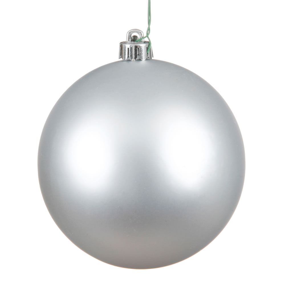 Silver Matte UV Drilled Ball Ornament, 3 in. - 12 per Bag