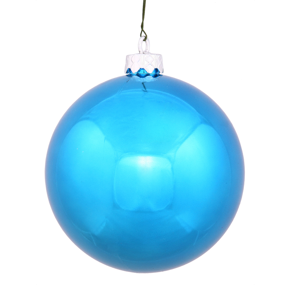 Turquoise Shiny UV Drilled Ball Ornament, 3 in. - 12 per Bag