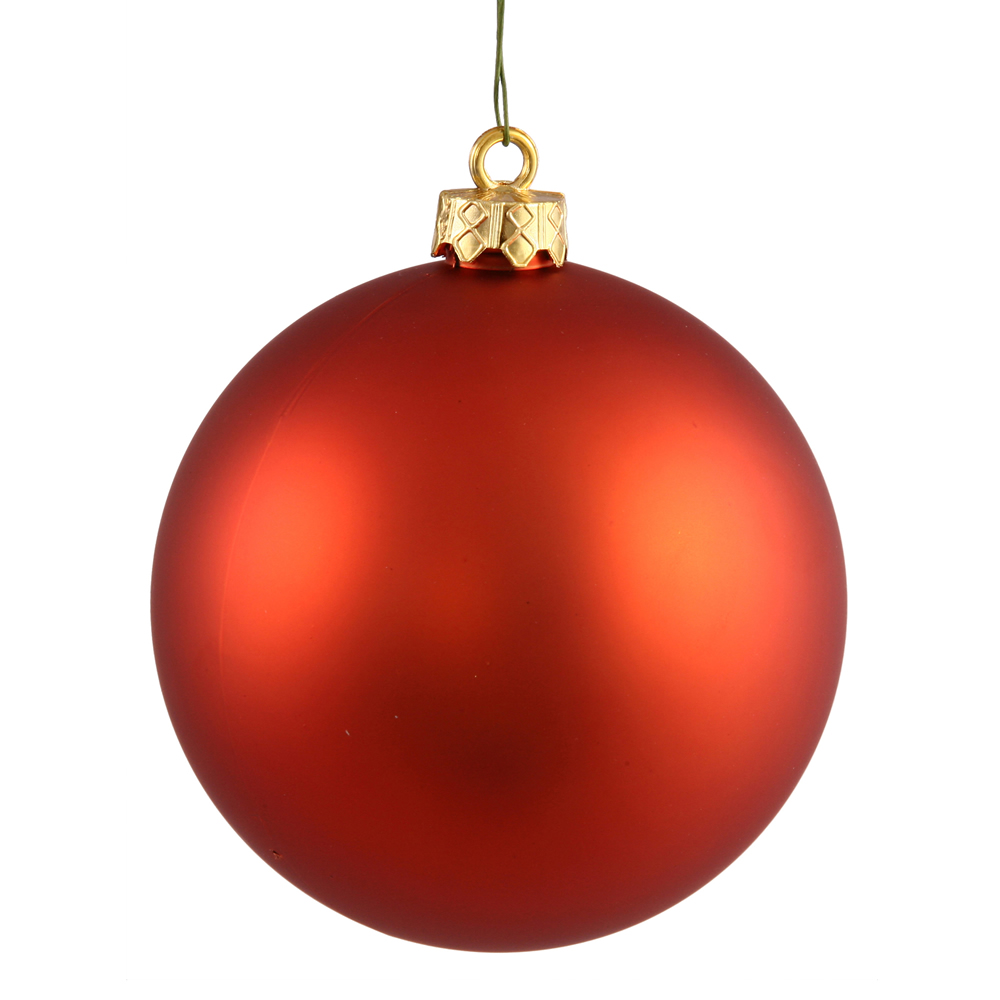 Burn Orange Matte UV Drilled Ball Ornament, 2.75 in. - 12 per Bag