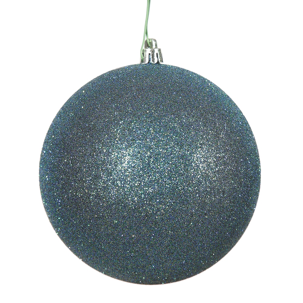 Sea Blue Glitter Drilled Ball Ornament - 2.75 in. - 12 per Bag