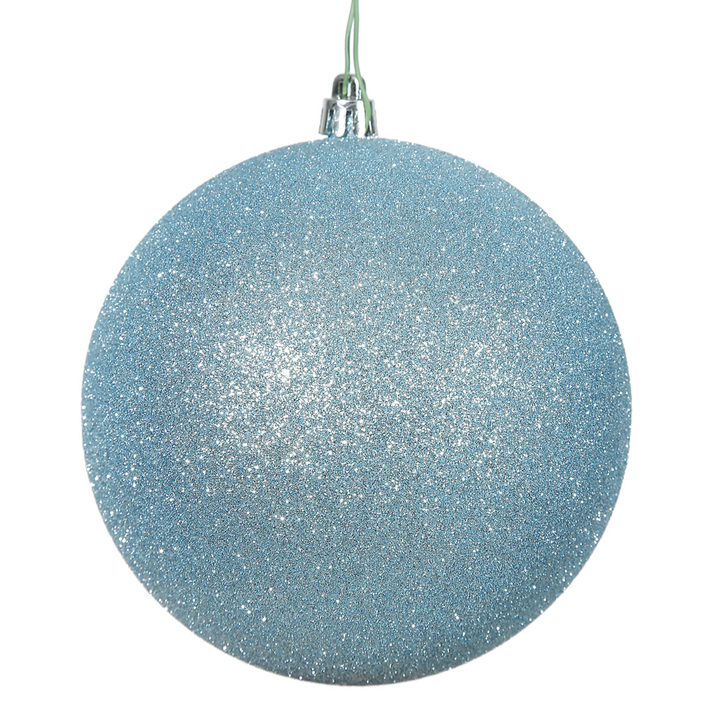 Baby Blue Glitter Drilled Ball Ornament, 3 in. - 12 per Bag