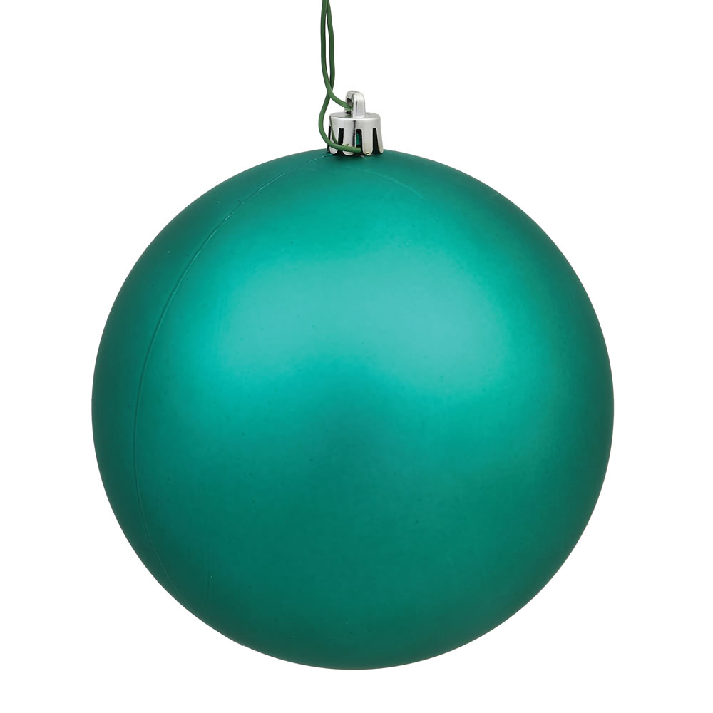 Teal Matte UV Drilled Ball Ornament - 4.75 in. - 4 per Bag
