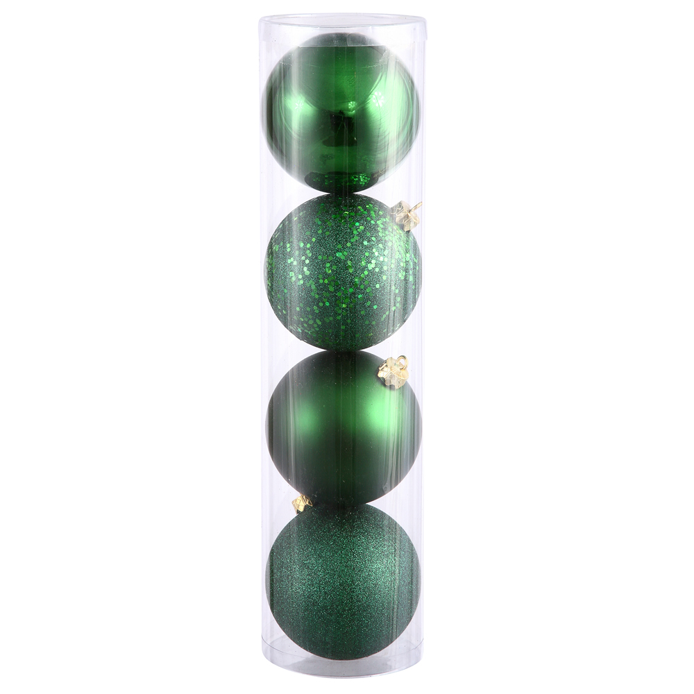 Emerald 4 Finish Assorted Drilled Ball Ornament, 6 in. - 4 per Bag