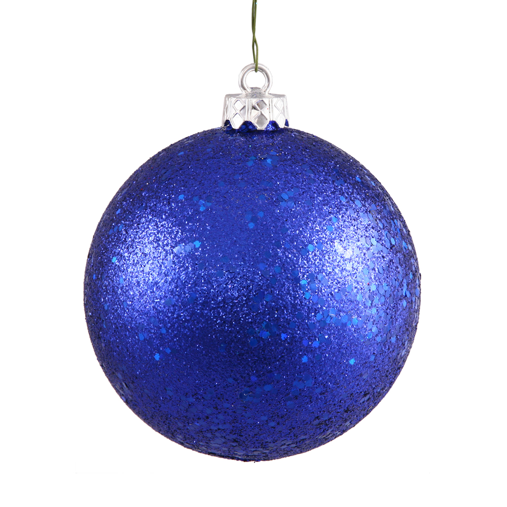 Cobalt Blue Sequin Drilled Ball Ornament, 6 in. - 4 per Bag