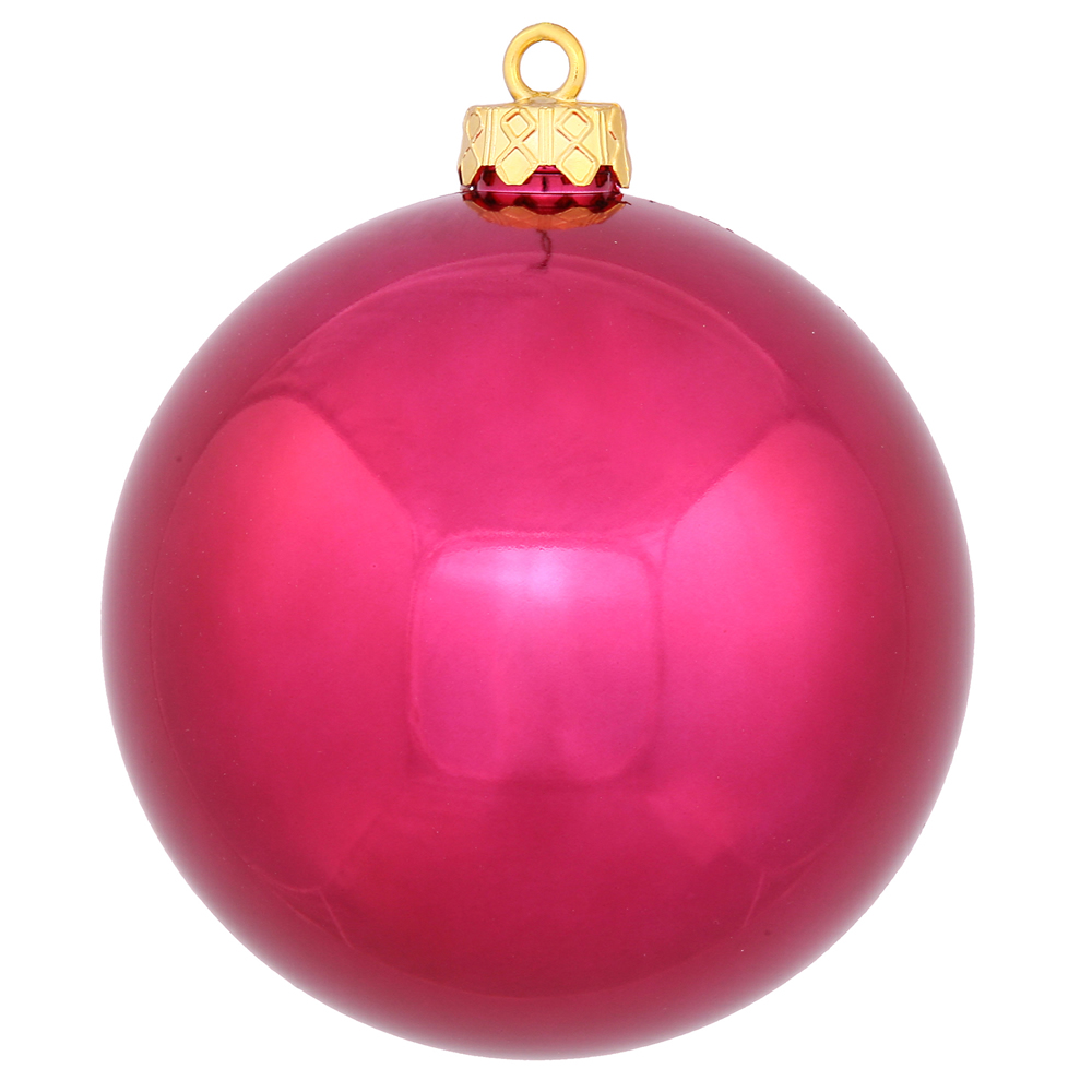 Wine Shiny UV Drilled Cap Ball Ornament, 8 in.