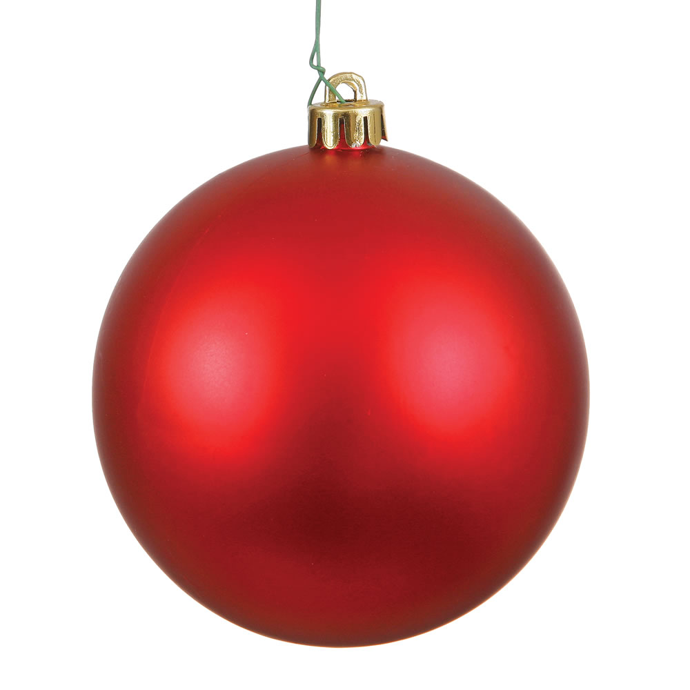 Red Matte UV Drilled Ball Ornament, 6 in. - 4 per Bag