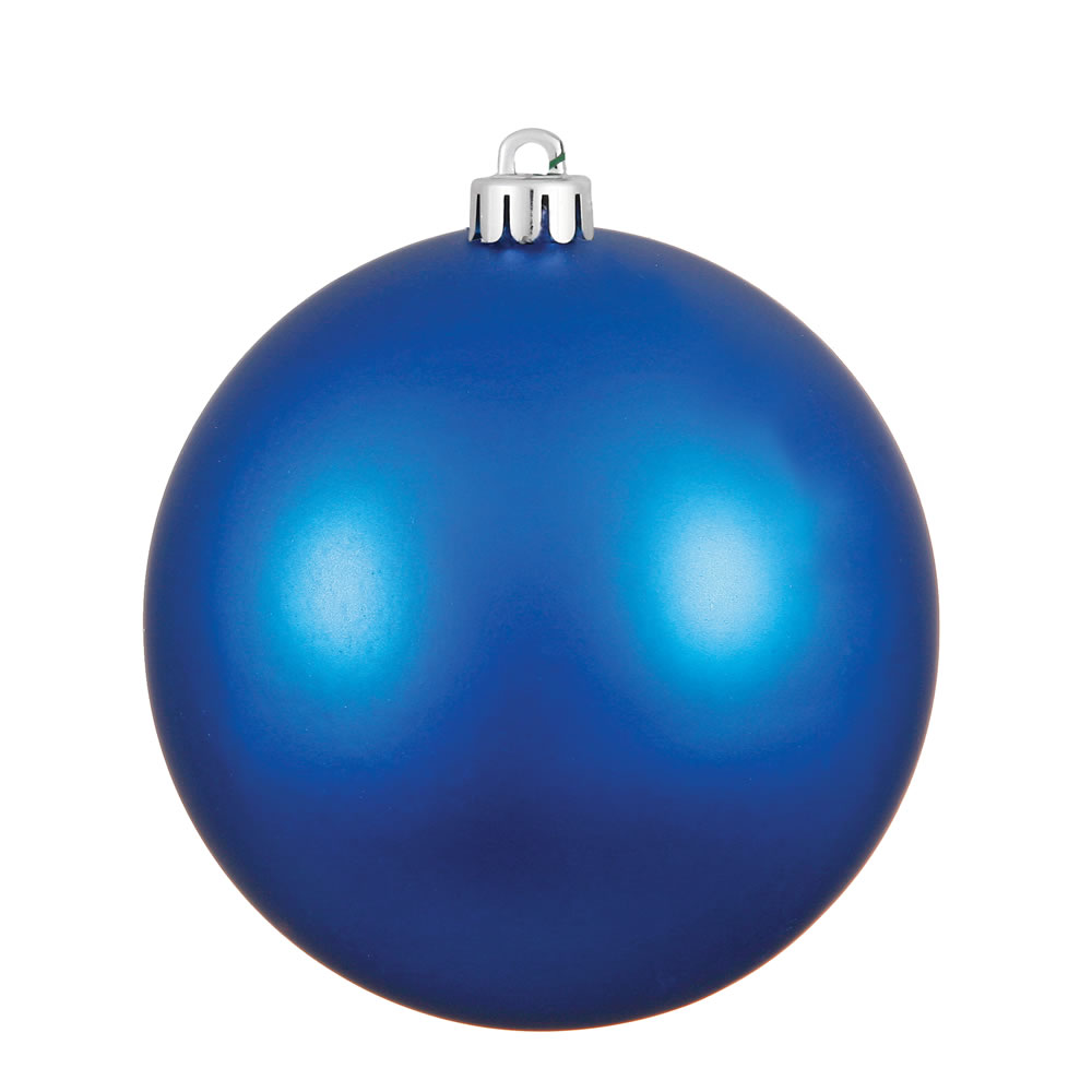 Blue Matte UV Drilled Cap Ball Ornament, 8 in.