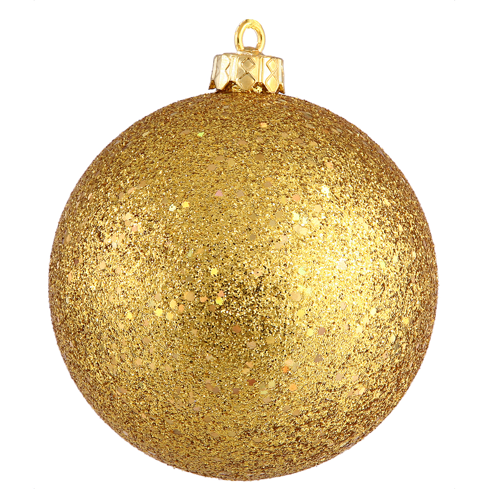 Antique Gold Sequin Drilled Cap Ball Ornament, 8 in.