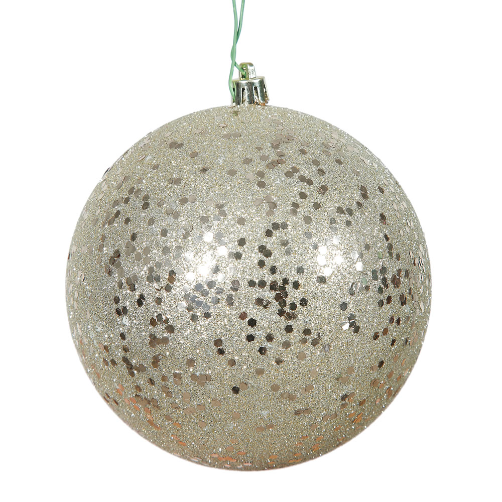 Champagne Sequin Drilled Cap Ball Ornament, 8 in.