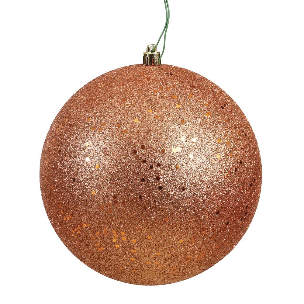 Rose Gold Sequin Drilled Cap Ball Ornament, 8 in.