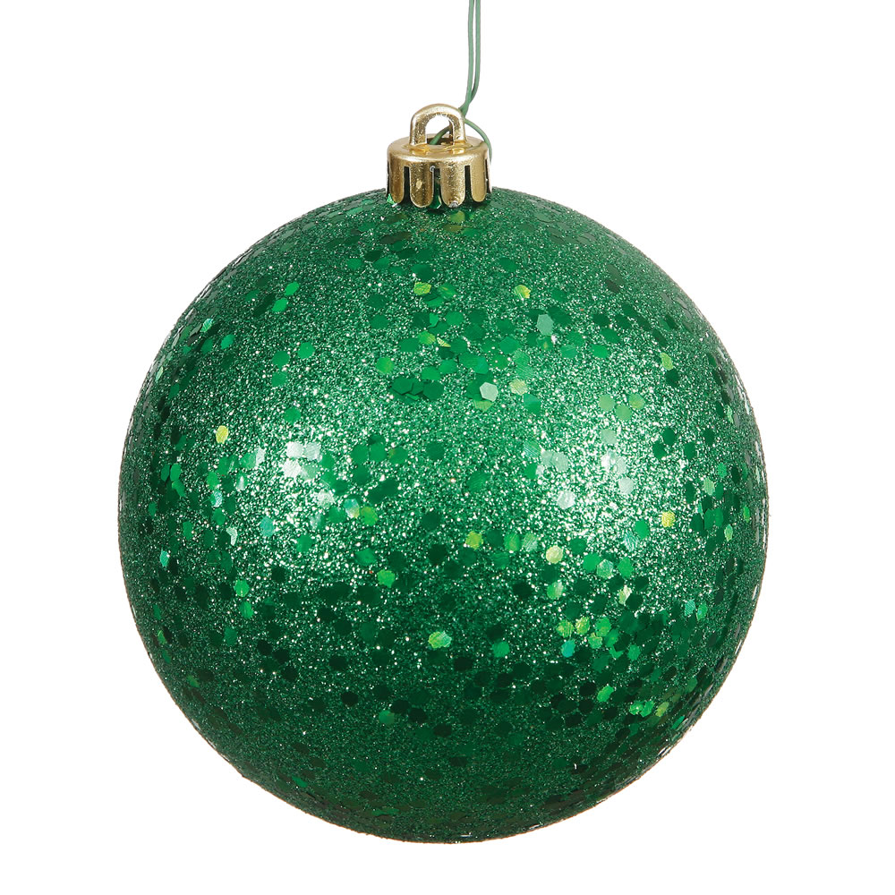 Green Sequin Drilled Cap Ball Ornament, 10 in.