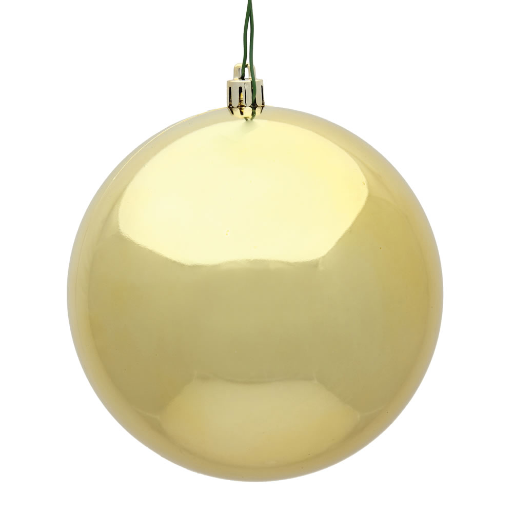 Gold Shiny UV Drilled Cap Ball Ornament - 10 in.
