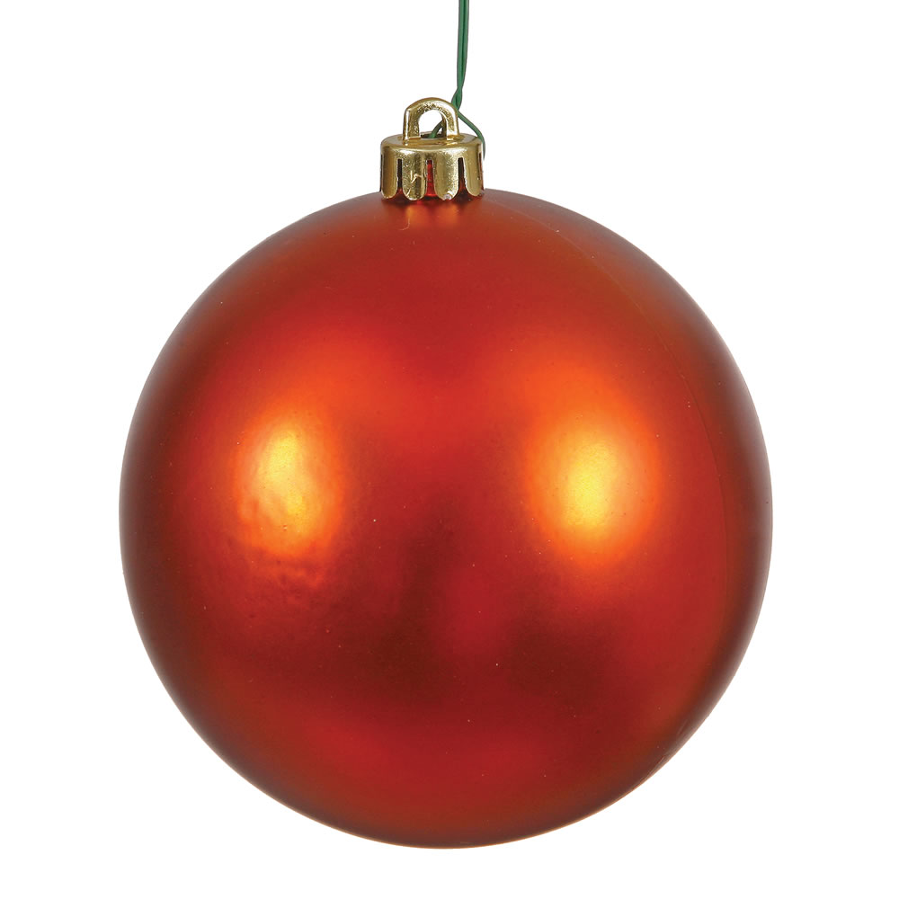 Burn Orange Matte UV Drilled Cap Ball Ornament, 10 in.