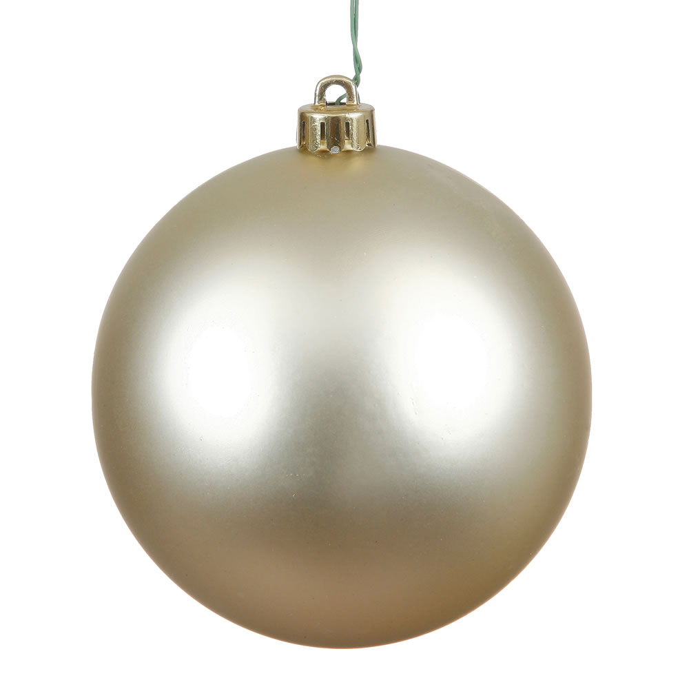 Champagne Matte UV Drilled Cap Ball Ornament, 10 in.