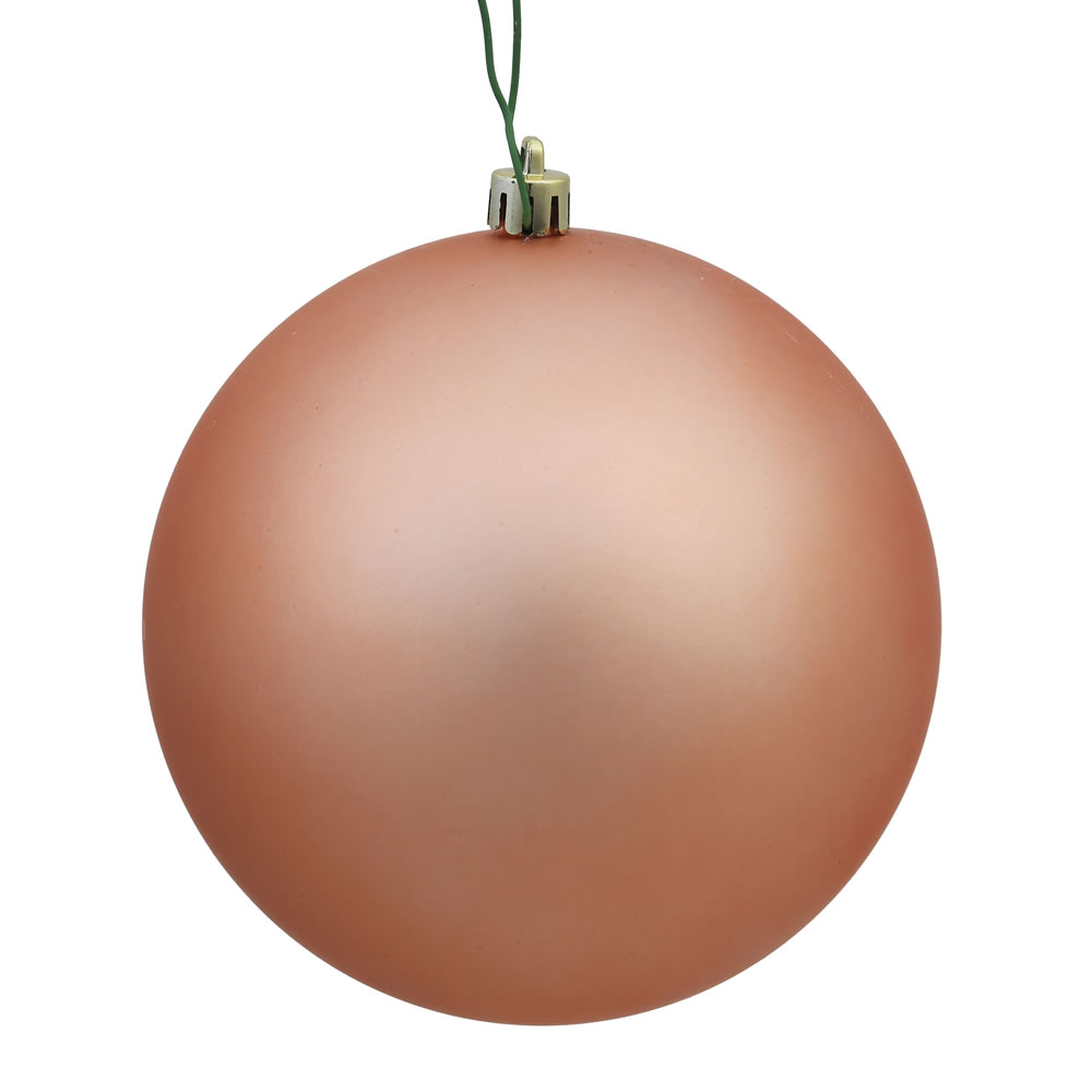 Rose Gold Matte UV Drilled Cap Ball Ornament, 10 in.