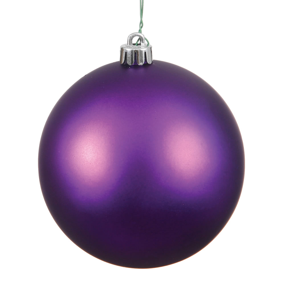 Plum Matte UV Drilled Cap Ball Ornament, 12 in.
