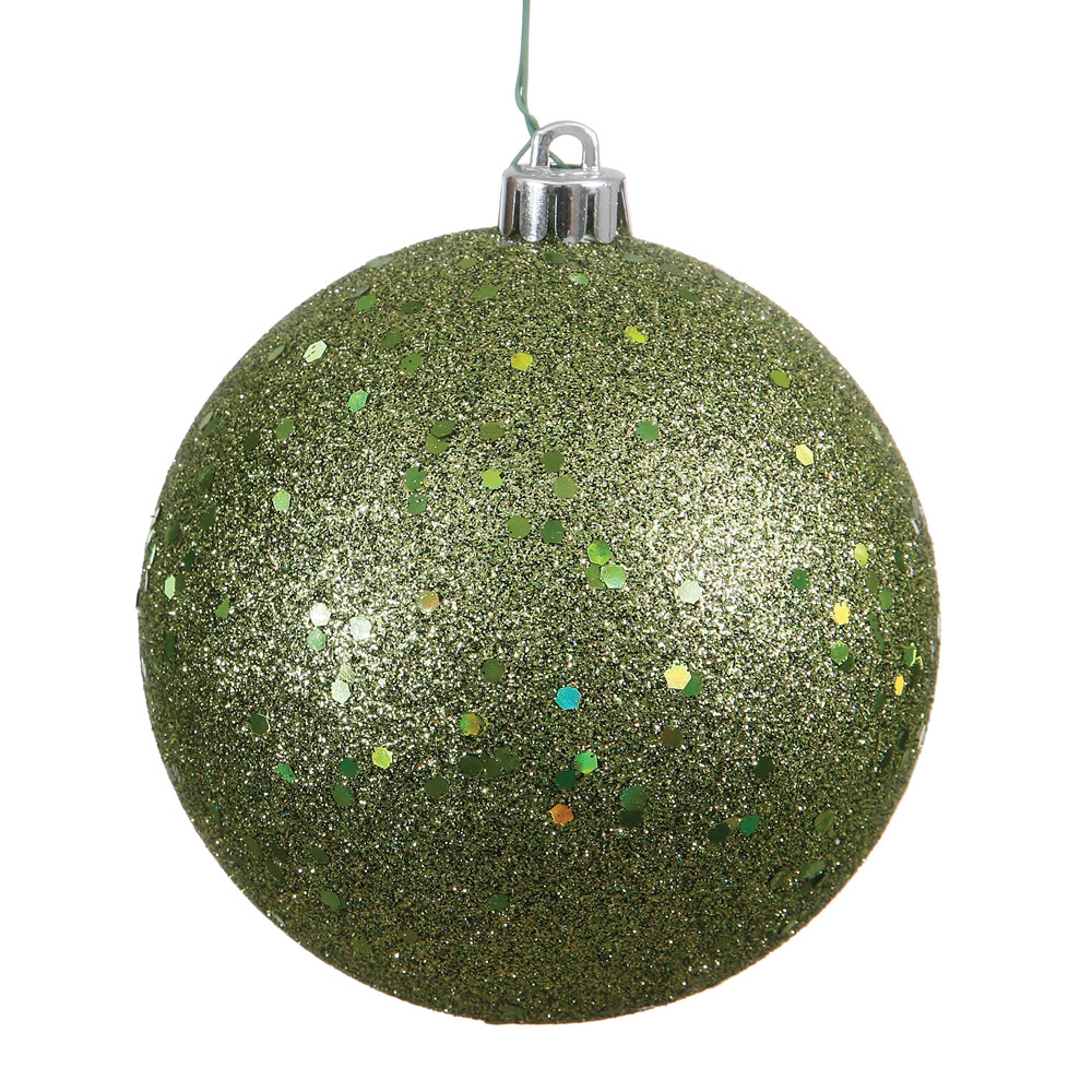 Olive Sequin Drilled Cap Ball Ornament, 10 in.