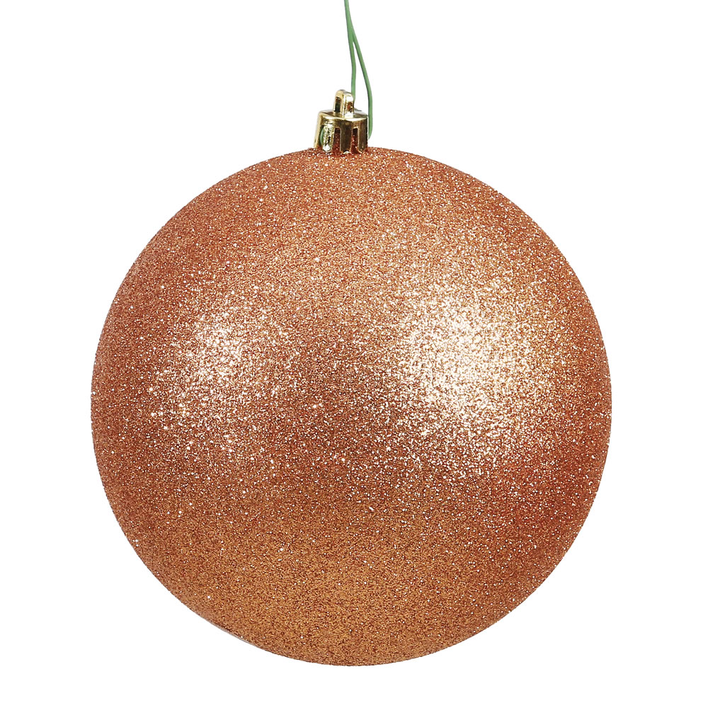 N592558DG Rose Gold Glitter Drilled Cap Ball Ornament, 10 in.
