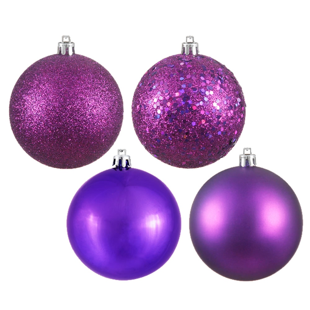 Plum 4 Finish Ball Ornament, 6 in. - Box of 4