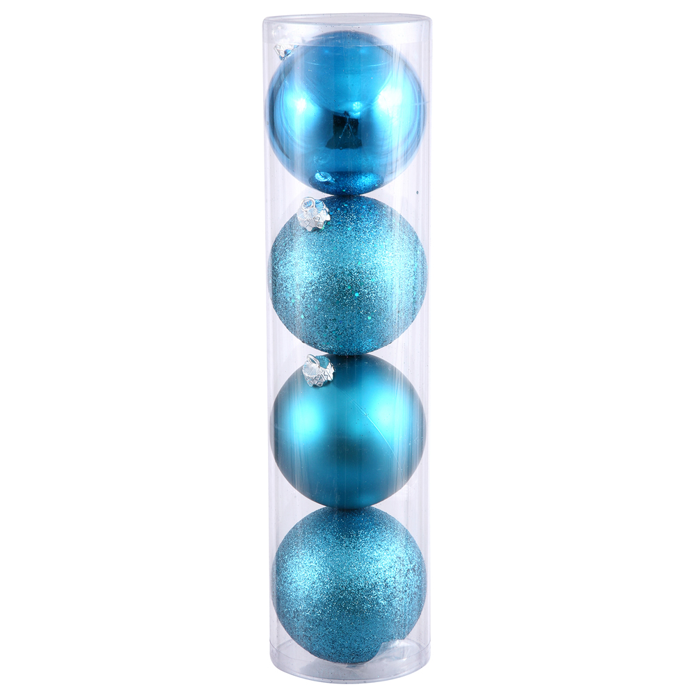 Turquoise 4 Finish Assorted Drilled Ball Ornament, 10 in. - 4 per Bag