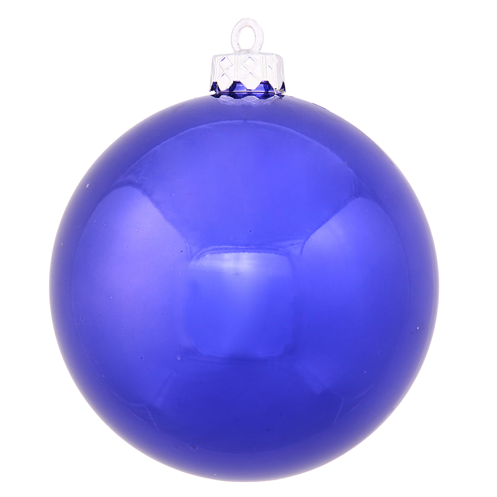 Cobalt Blue Shiny UV Drilled Cap Ball Ornament, 10 in.