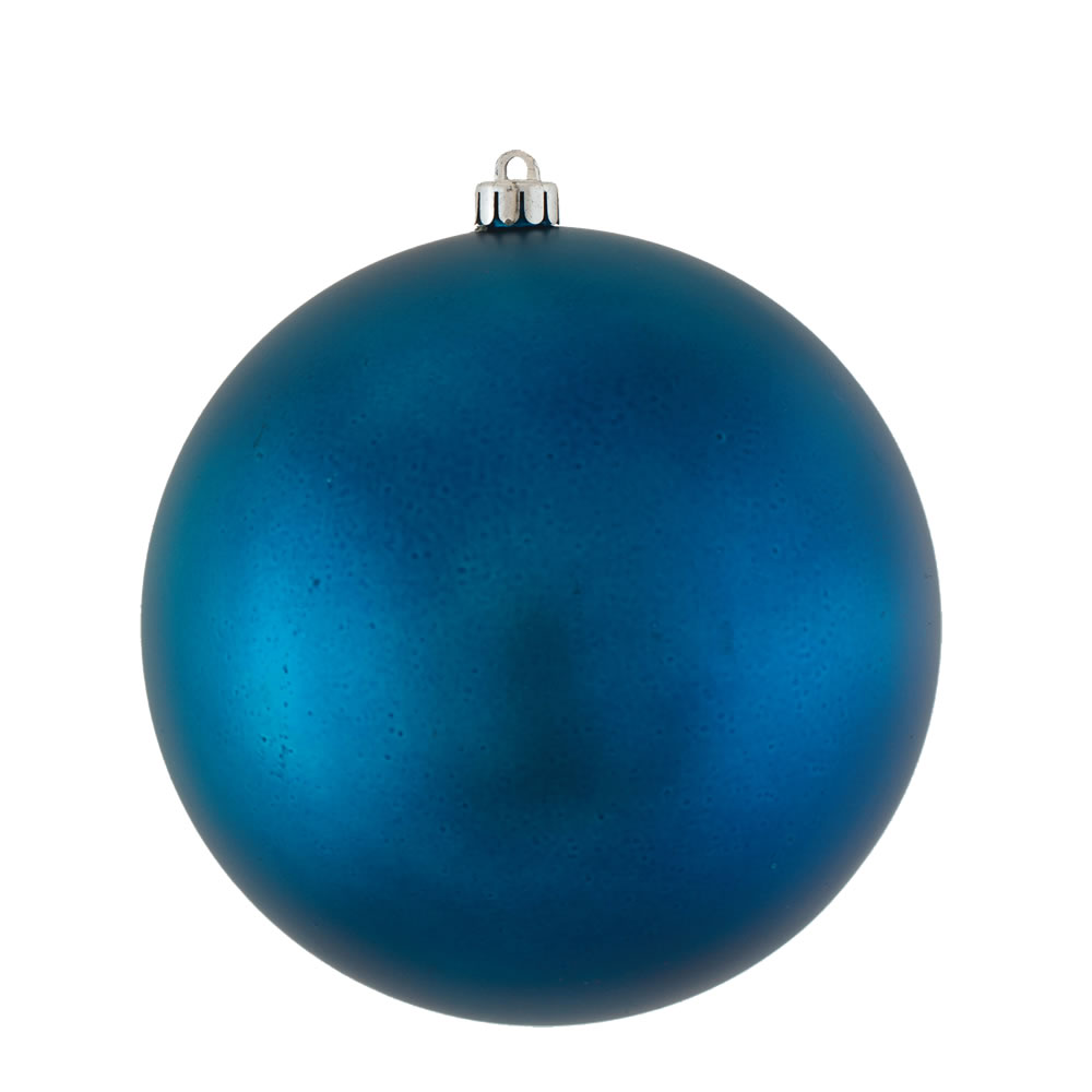 Sea Blue Matte UV Drilled Cap Ball Ornament, 10 in.