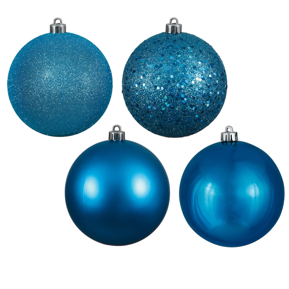 Turquoise 4 Finish Assorted Ball Ornament, 1.6 in. - 96 per Box