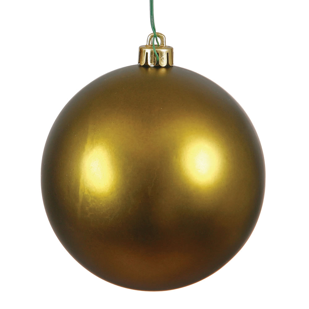 Olive Matte UV Drilled Cap Ball Ornament - 12 in.
