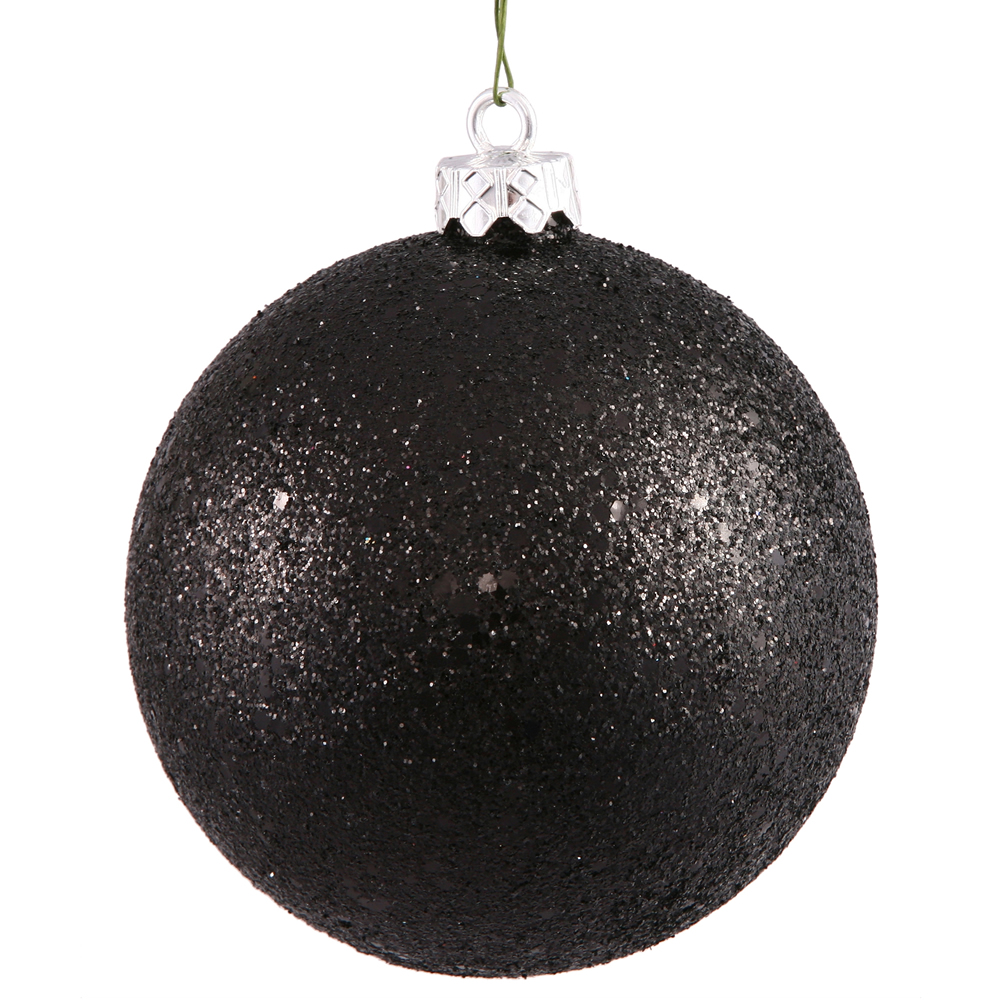 Black Sequin Drilled Cap Ball Ornament - 10 in.