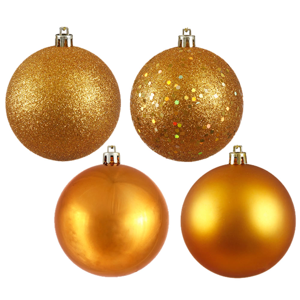 Antique Gold 4 Finish Assorted Ball Ornament, 1.6 in. - 96 per Box