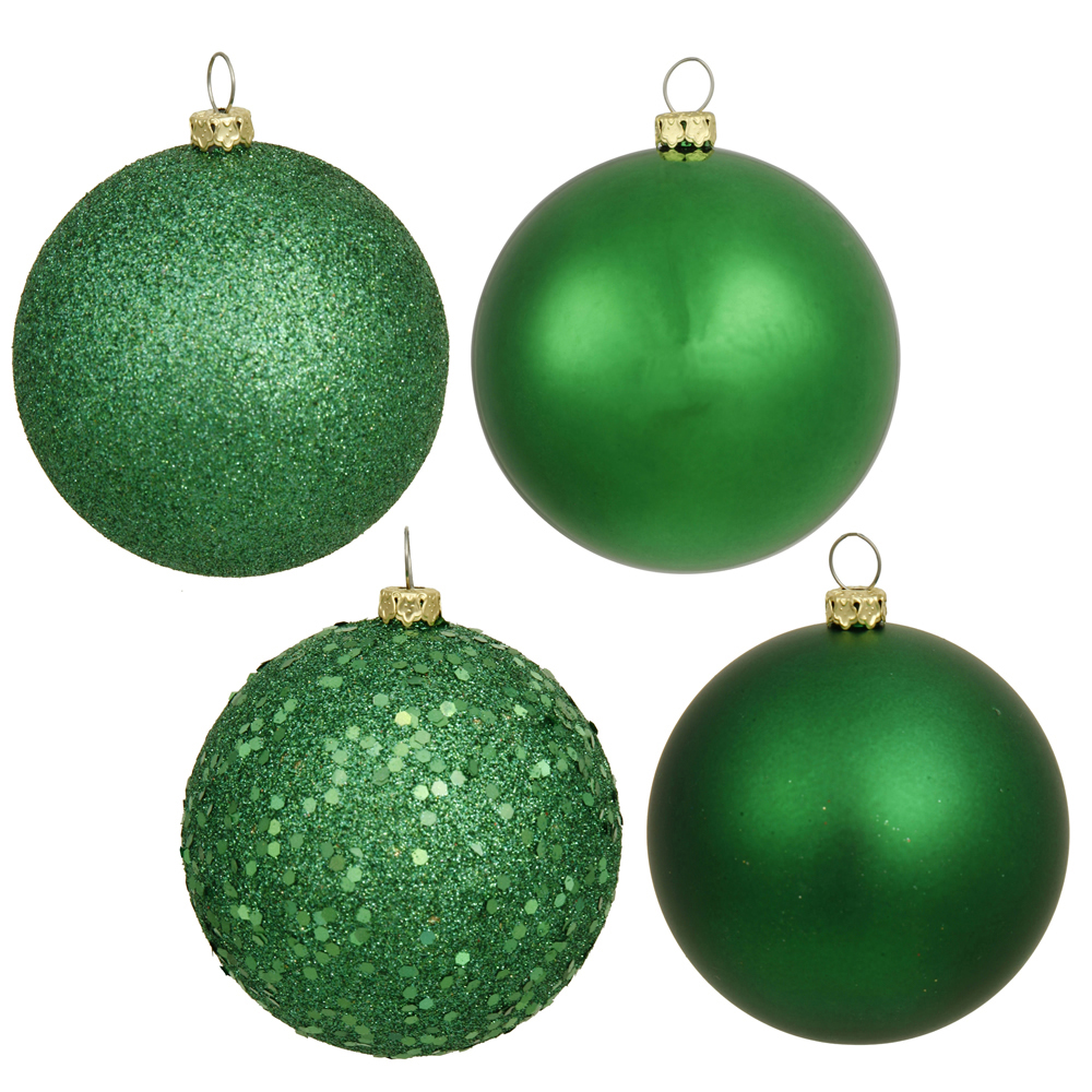 Green 4 Finish Assorted Ball Ornament, 2.4 in. - 60 per Box