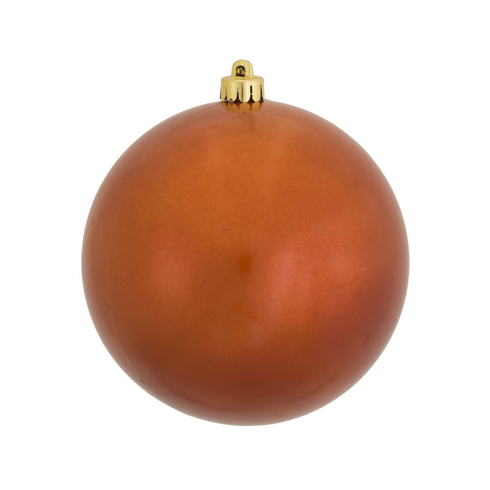 Burn Orange Candy UV Drilled Cap Ball Ornament, 10 in.