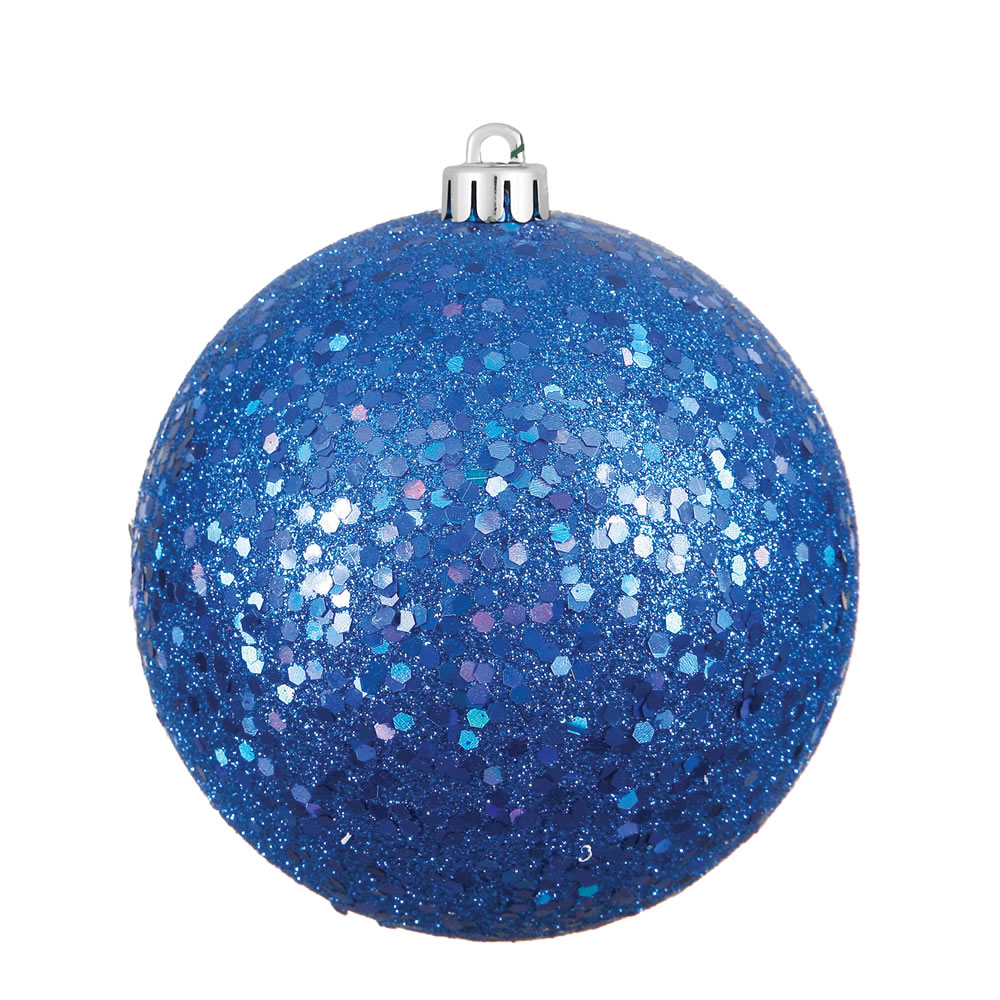 Blue Sequin Drilled Cap Ball Ornament, 12 in.