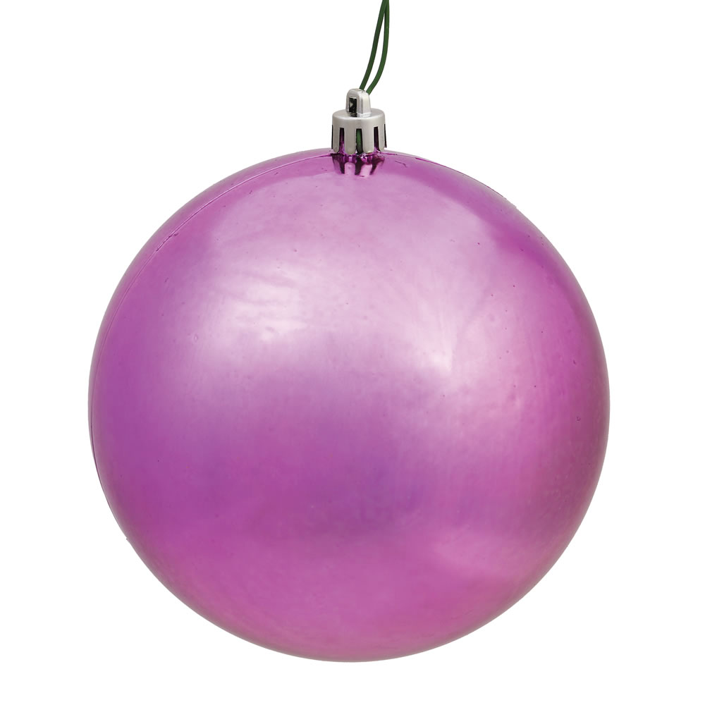 Mauve Shiny UV Drilled Cap Ball Ornament, 12 in.