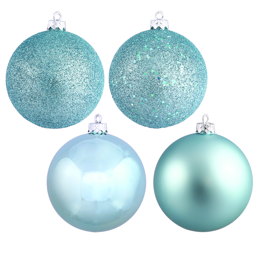 Baby Blue 4 Finish Assorted Ball Ornament, 2.4 in. - 60 per Box
